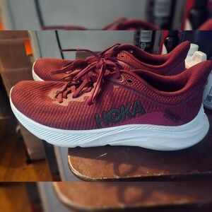 Hoka Women's Shoes in Burgundy and White